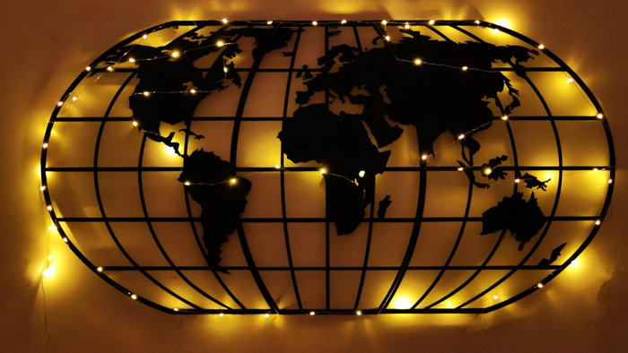 Wallity World Map Globe Led - Black
